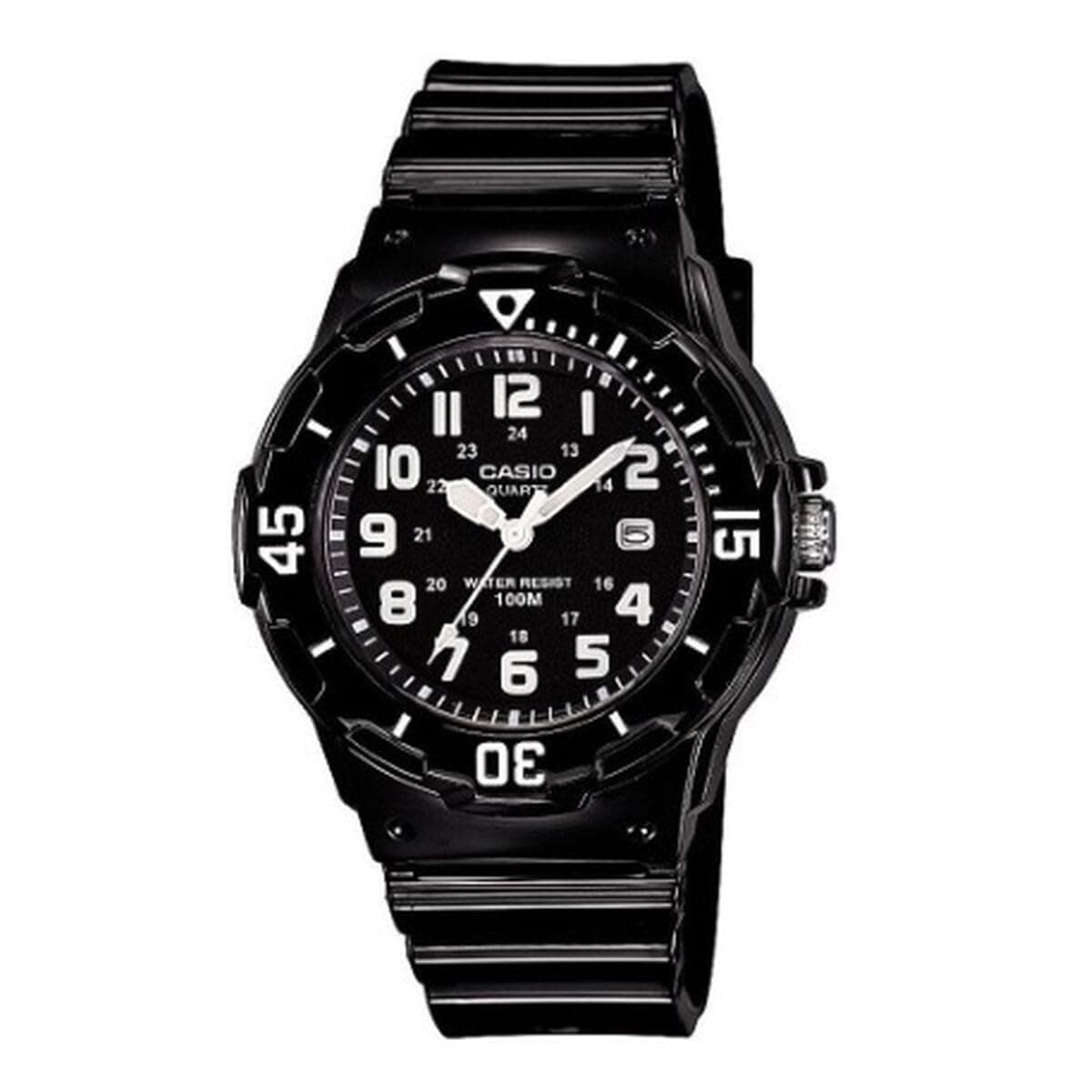 Boy's Quartz Watch Dial Analogue Display Black Resin Strap and Black Dial LRW-200H-1B
