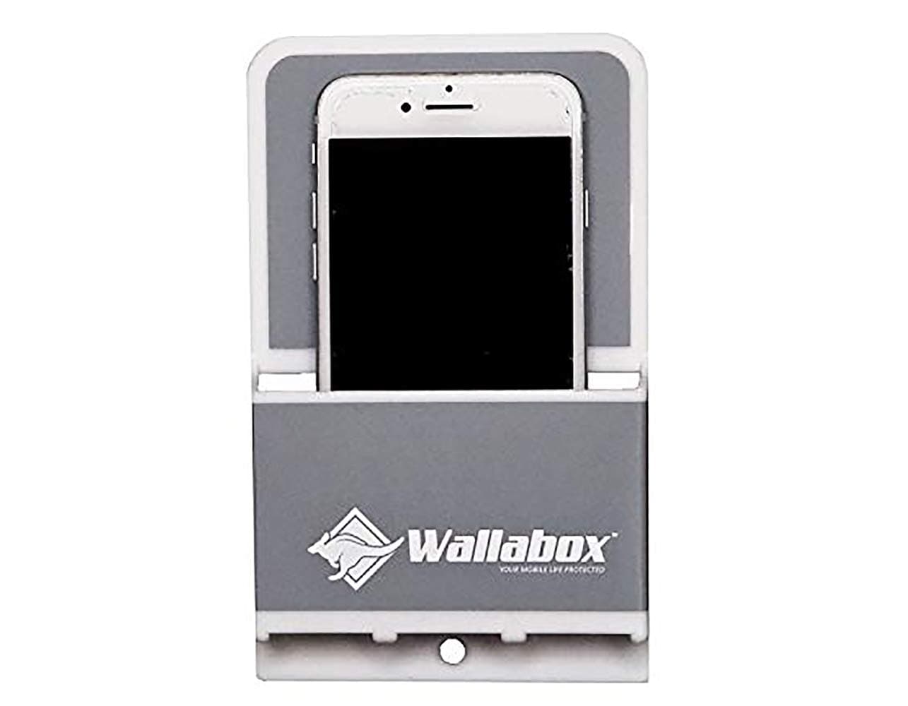 Wallabox (Steel Gray, 1 Pack) - Universal Cell Phone Holders, Wall Mount - Fits All iPhone & Android Phones. Great for Bedroom, Bathroom, Office, Car, Charging Station