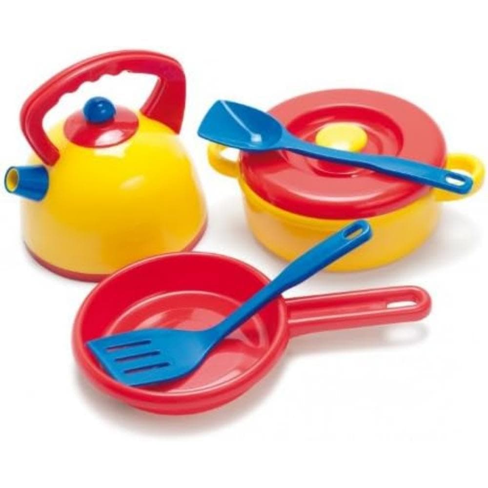 Kettle and Pot Set, Role Play Set with 7 Pieces Including Utensils Pretend Play Toys for Kids – Multi-Colour
