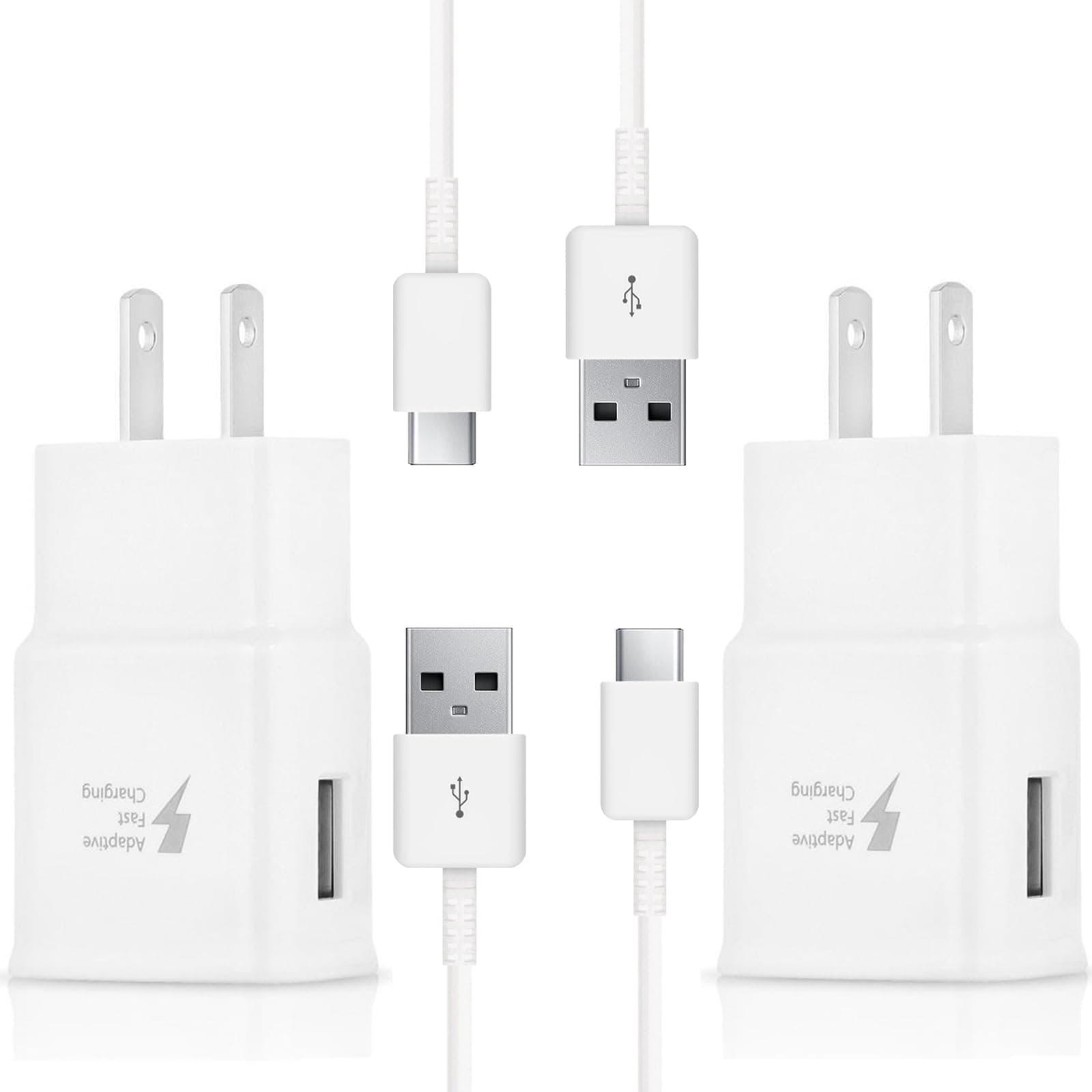 OEM Adaptive Quick Fast Charger Compatible with Xiaomi Poco F6 Plus Full 15W Power Certified USB Type-C 5Gbps Data Cable. (2 Pack! / White / 4FT, 1.2M)