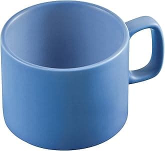Coffee Mug 11 oz Tea Cup with Flat-Bottom Warming Coffee Milk for Office and Home (Light Blue)
