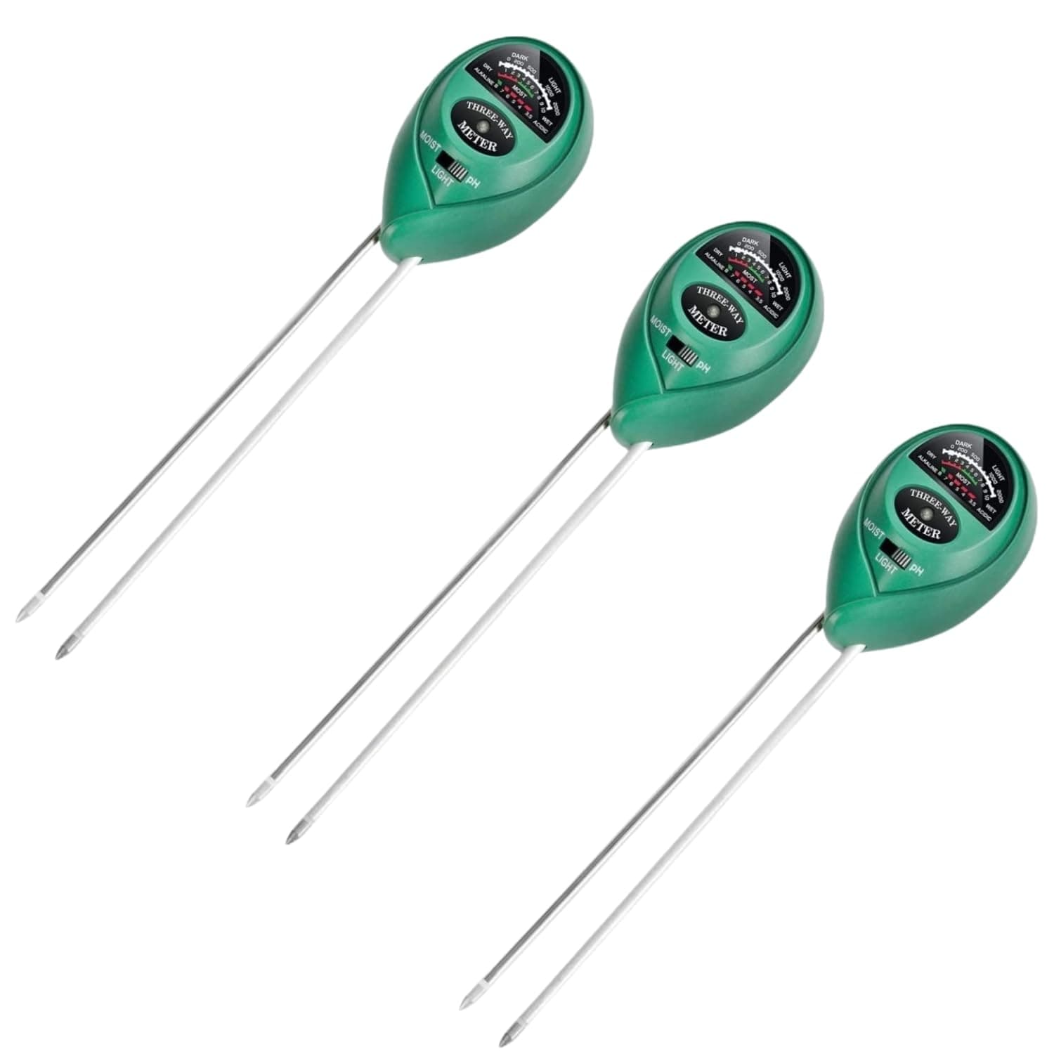 iPower 3-in-1 Soil Moisture/pH/Light Meter, Soil Test kit for Indoor & Outdoor Use, Suitable for House Plants, Garden, Lawn, Farm, 3 Pack