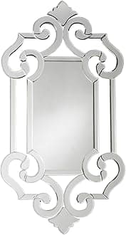 Howard Elliott Small Clarice Rectangular Venetian Wall Hanging Mirror, Antique Accent Piece Design Mirrored Frame, Decorative Fashion Mirrors for Home, Living Room, Entryway & Bathroom, 41 x 22 Inch