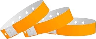 500 WristCo Neon Orange Plastic Wristbands for Events – Extended Wear, Secure Snap Prevents Reuse – Premium-Grade Bracelets for Hospital & Medical ID, Party & VIP Identification