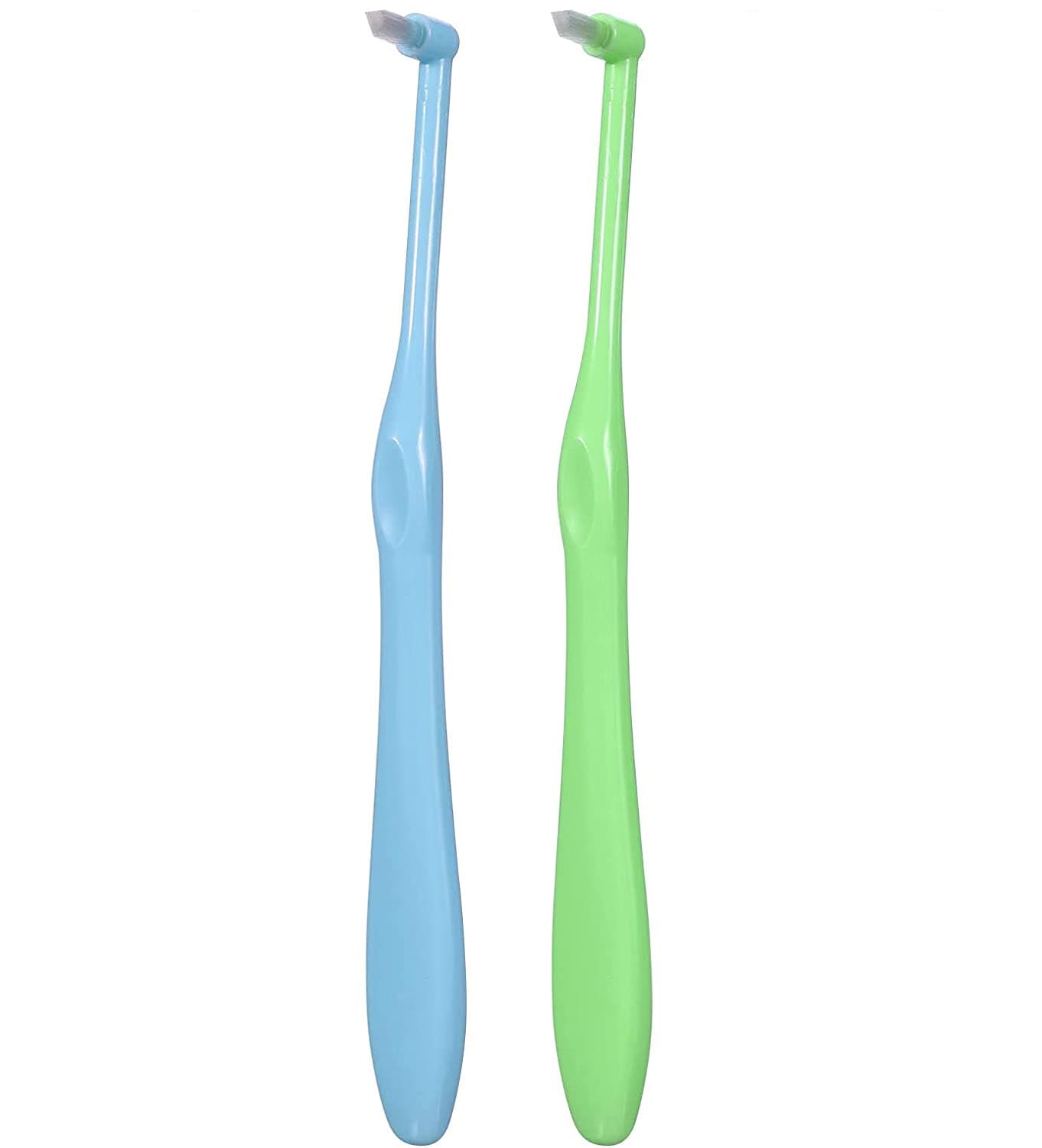 2pcs Interspace Toothbrush Soft Trim Single Tufted Wisdom Toothbrush for Detail Cleaning and Orthodontic Braces (Green and Blue)