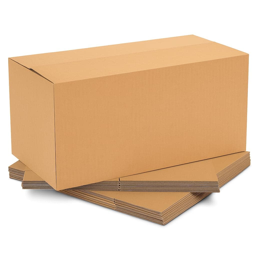 BonKaso 5-Ply Corrugated Boxes for Packaging | 27"x13"x14" (Pack of 4) | Brown Cardboard Packing Boxes for Shipping, Moving & Storage | Large Carton Boxes for Courier & Goods Transportation | Recycled
