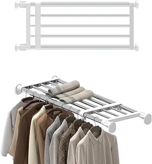 Hershii Tension Shelf Expandable Rod Closet System 5-Bar Telescopic Heavy Duty Clothes Hanger Adjustable DIY Storage Organizer Shoe Rack
