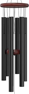 Chimey Wind Chimes - Outdoor Modern Metal Windchimes, Hand Tuned with Calming Deep Low Tones, Stress Reliever, Ideal Home Decor or Gift for Him and Her, Mother's Day (Black Frost, 28")"