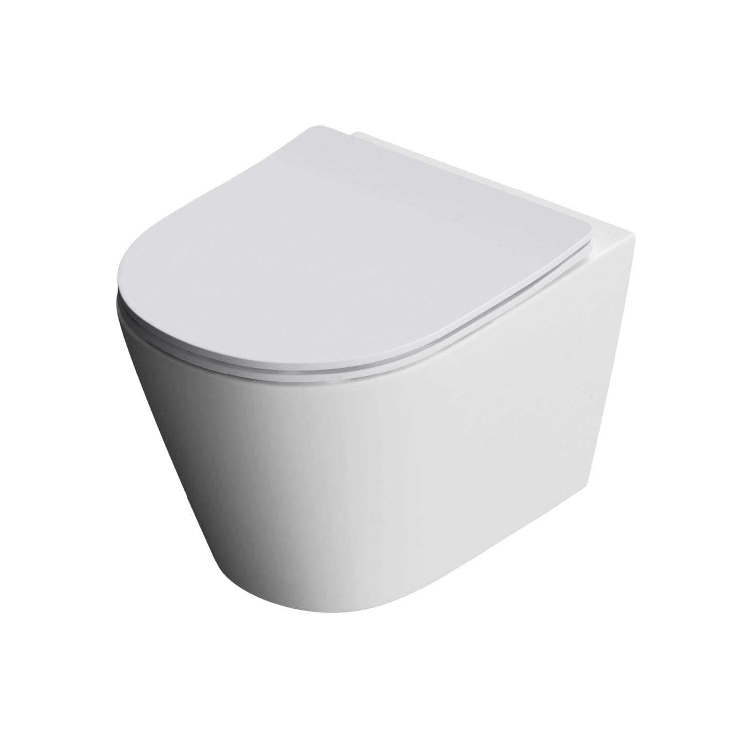 Durovin Bathrooms Ceramic Rimless Wall Hung Toilet - Short Projection - Include WC Pan with Soft Close Seat - Quick Release - 363 x 483 x 360mm (WxDxH)