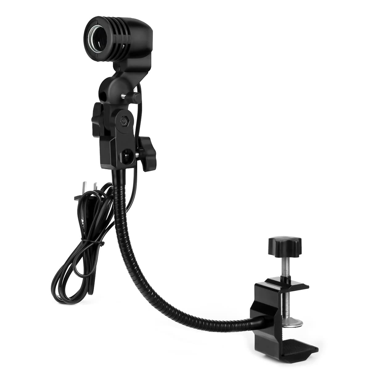 Clamp Light Socket, Clamp Lamp Holder for PAR38 Grow Light Heat lamp, Red Light Bulbs, e26/e27 Socket Base, High Load Bearing and High Power, Iron Carbon Alloy Gooseneck with Switch