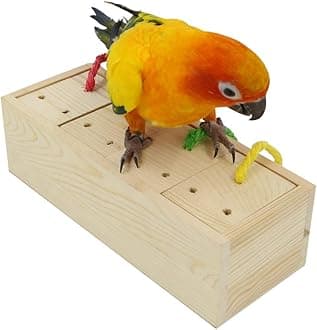 YINGGE Wooden Bird Foraging Feeder Toys, Intelligence Toys For Medium And Large Parrots Sun Conures, Caique, Cockatoo, African Grey, Macaws, Amazon,?6.3 cm,H_20.83 cm,W_6.1 cm