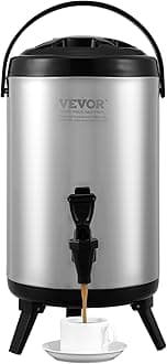 VEVORStainless Steel Insulated Beverage Dispenser, 2 Gallon 7.6 Liter, Thermal Hot and Cold Drink Server Dispenser with Spigot Handle, Food-grade for Hot Tea Coffee Water Restaurant Drink Shop
