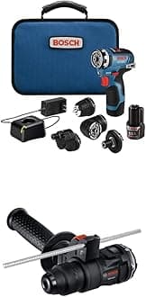 GSR12V-300FCB22 12V Max EC Brushless Flexiclick 5-In-1 Drill/Driver System with (2) 2.0 Ah Batteries and BOSCH GFA12-H SDS-plus® Rotary Hammer Attachment