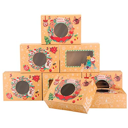 NPLUX 24 Pack Christmas Cookie Boxes with Window Christmas Pastry Boxes for Gift Giving and Party Cookie ExchangeÃƒÂ¯Ã‚Â¼Ã‹â€ BrownÃƒÂ¯Ã‚Â¼Ã¢â‚¬Â°