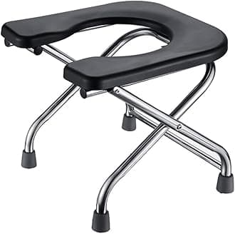 Apex Surgical Portable Stainless Steel Commode Chair for Seniors & Pregnant Women | Compact & Ergonomic Toilet Seat | Black