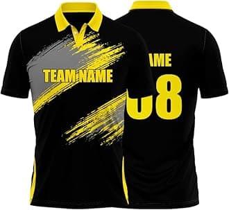 Cricket Polo Collar Sports Jersey for Men with Team Name, Name and Number Printed | Cricket t Shirts for Men Printed with Name | Cricket Jersey with My Name | DOdr1008-C01242023-C-POLO-60