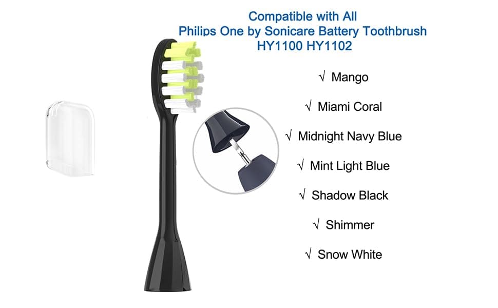 One Series Replacement Toothbrush Heads Pisonicleara Compatible with sonicare Philips One Series BH1022/03 HY1100/02 HY1102 (8-pc) Battery Brush, Mango Snow White Travel Refill (one-Blue)