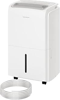 hOmeLabs Dehumidifier for Home, Office, Basements with Powerful Moisture Removal, Humidity Control, Auto Shut-off, Quiet Operation - 6,000 Sq Ft Rooms (40 Pint MAX 104 Pint at 95°F, 90% RH) with Pump