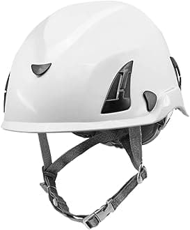 HH-CH1-W-White Protective Helmet with Six-Point Ratchet Suspension and Four-Point Chin Strap, Adjustable Hard Hats for Work