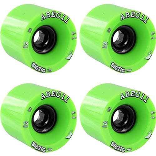 ABEC 11 BigZig HD Lime/Black Longboard Skateboard Wheels - 75mm 80a (Set of 4)