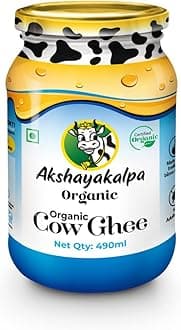 Akshayakalpa Organic Cow Ghee – 490 ml - Pure organic ghee, traditionally-churned, chemical-free, granular ghee, nutritious by nature