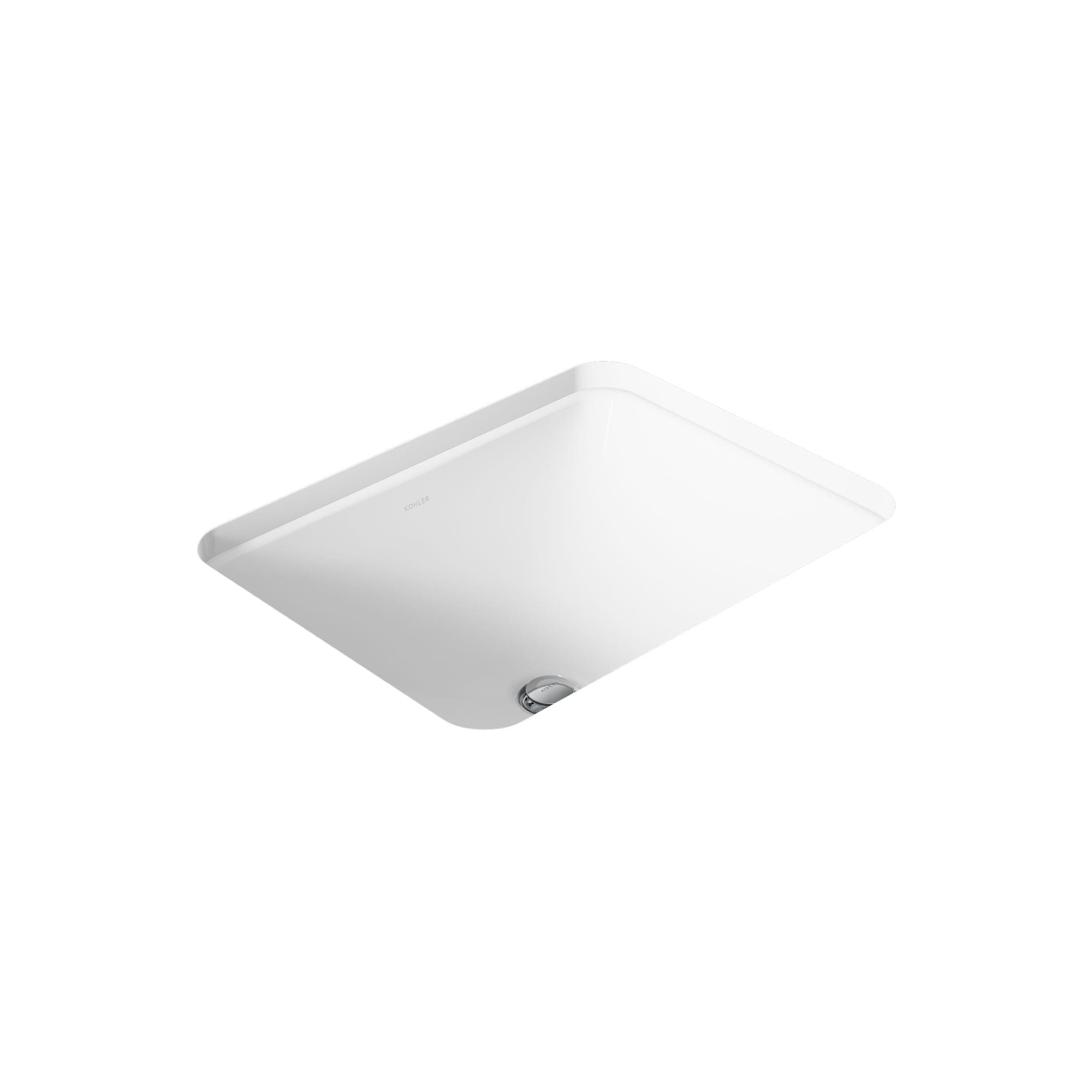 KOHLER 20000-0 Caxton Rectangle Undermount Bathroom Sink, Bathroom Vanity Sink with Overflow Drain, 20-1/4 L x 15-11/16 W, White