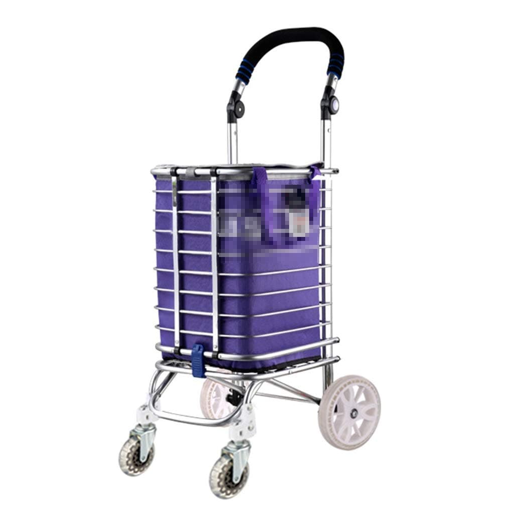 Yxsd Lightweight Shopping Cart Trolley 4 Wheels With Adjustable Handle - Foldable Large Shopper With Swivel Wheels And Easy To Mobility