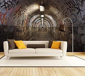 Muravie 3D Tunnel Depth Wallpapers,Print Painting,Home Decor,Wall Decor,Removable Peel and Stick Wallpaper,Office Wallpaper, Living room Wallpaper Peel and Stick (3D Tunnel)