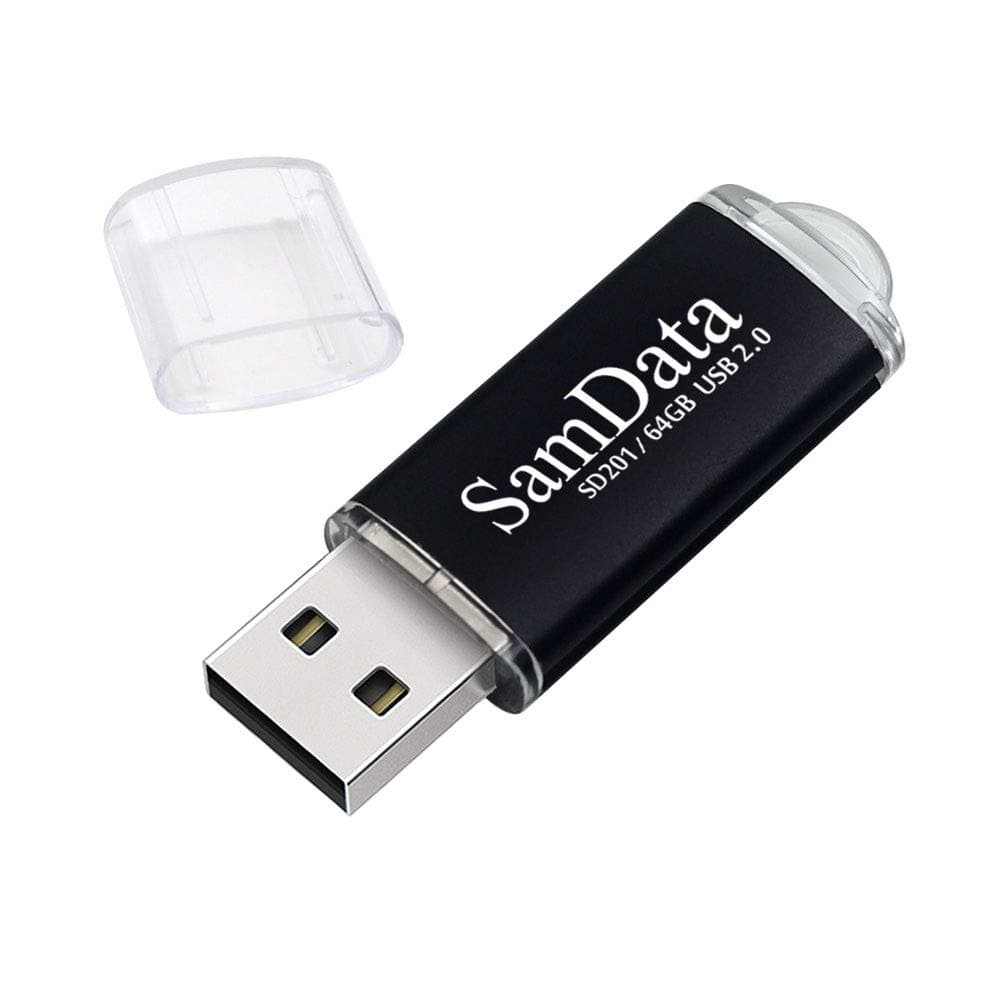USB Flash Drives 64GB 1 Pack USB 2.0 Thumb Drives Memory Stick with Led Indicator (Black, 64GB-1Pack)