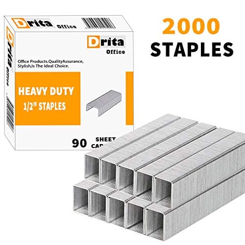 Drita Staples, Heavy Duty, 2000 Staples, 100 Sheet Capacity, 1/2" Length, 23/13, Staples for Heavy Duty Staplers, Office Staples, Desk Staples, Big Staples, Paper Staple, Large Staples