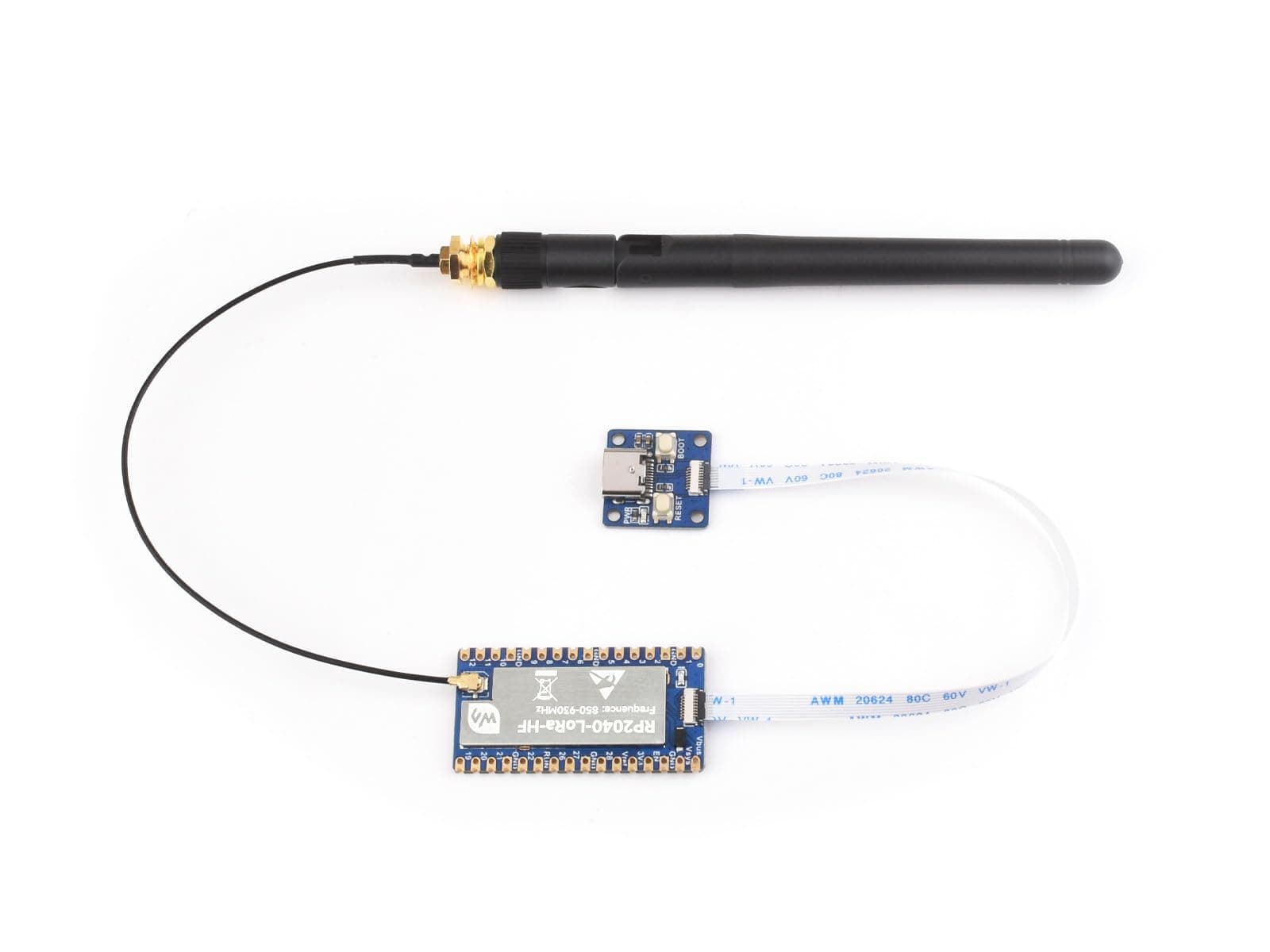 Waveshare RP2040-LoRa-HF Development Kit, Integrates SX1262 RF Chip, Long-Range Communication, 850~930MHz Frequency, with USB Type-C Adapter board & FPC cable