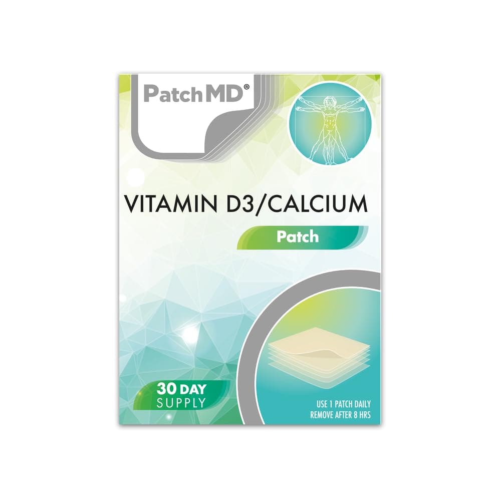 Vitamin D3/Calcium Plus™ 30 Daily Topical Patches. 100% Natural & Vegan. Allergy & Filler Free. High Absorption More bioavailable. Suitable for Sensitive stomachs & bariatric.