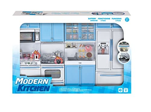 MeeYum Pretend Play Doll size Kitchen Set with Light and Sound in BLUE