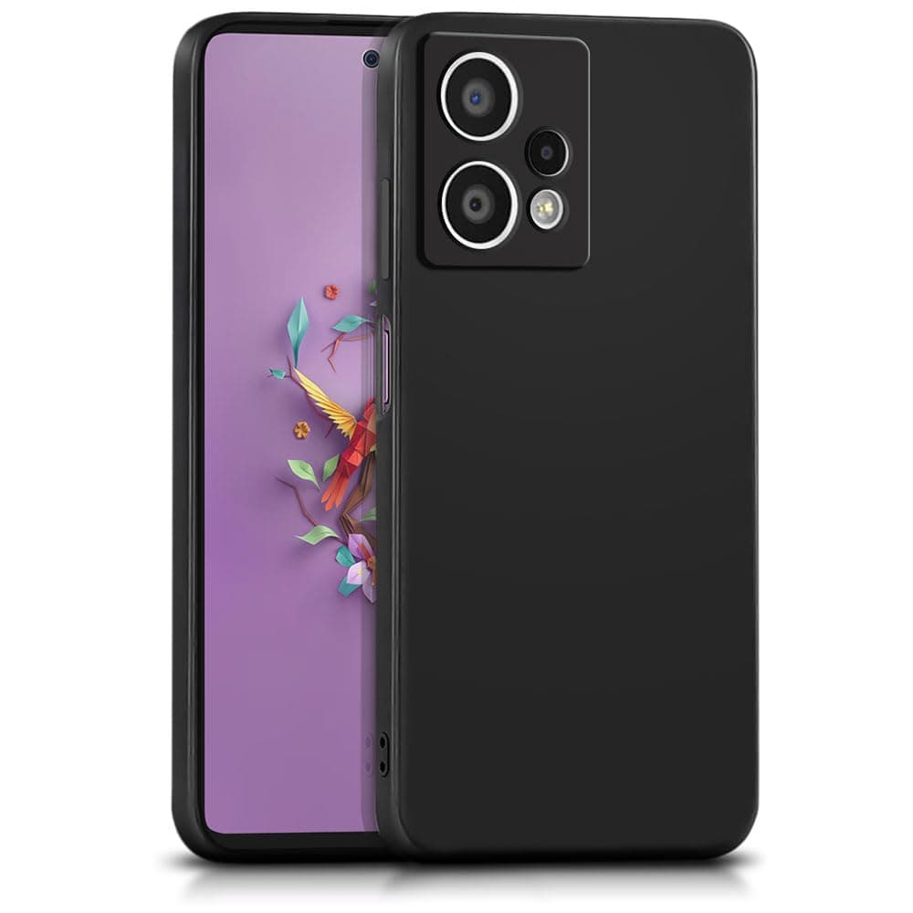 WOW IMAGINE Back Cover for HMD Crest Max 5G | Ultra Slim Soft Rubberised Case | Inner Velvet Fabric Lining | Matte Silicone Flexible Mobile Case | Camera Protection - Black
