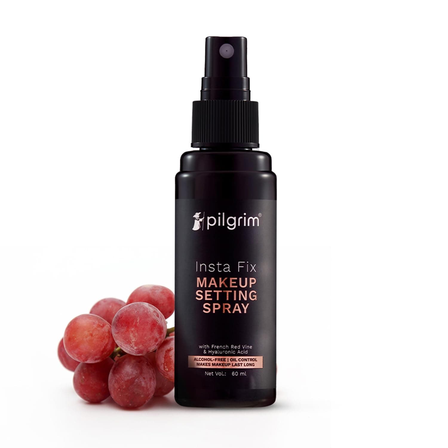 Pilgrim Insta Fix Setting Spray 60ml | With Hyaluronic Acid & French Red Vine | Setting spray for | Long Lasting | Fixer | Natural Finish | Oil control Formula & Shine free look.
