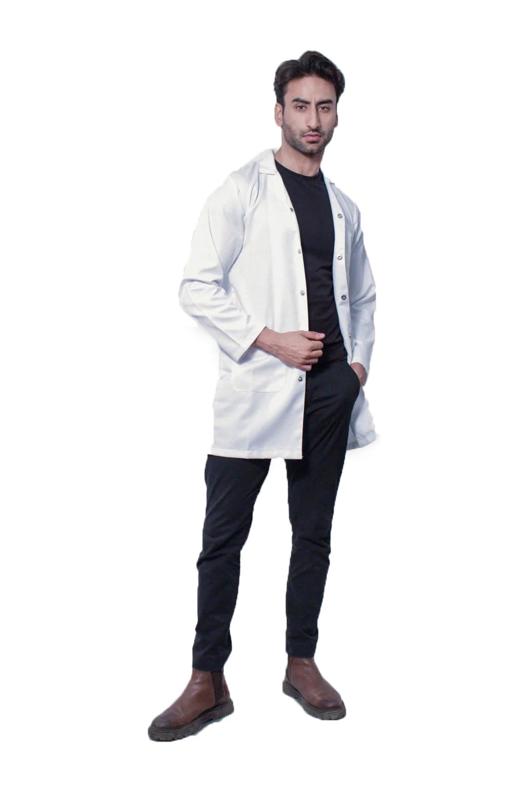 ARA UNIFORMS Men's Lab Coat with Snap Button | Medical Apron | Full Sleeve| Collar Neck |Ideal for Doctor, Dentist and Health care professionals (XL)