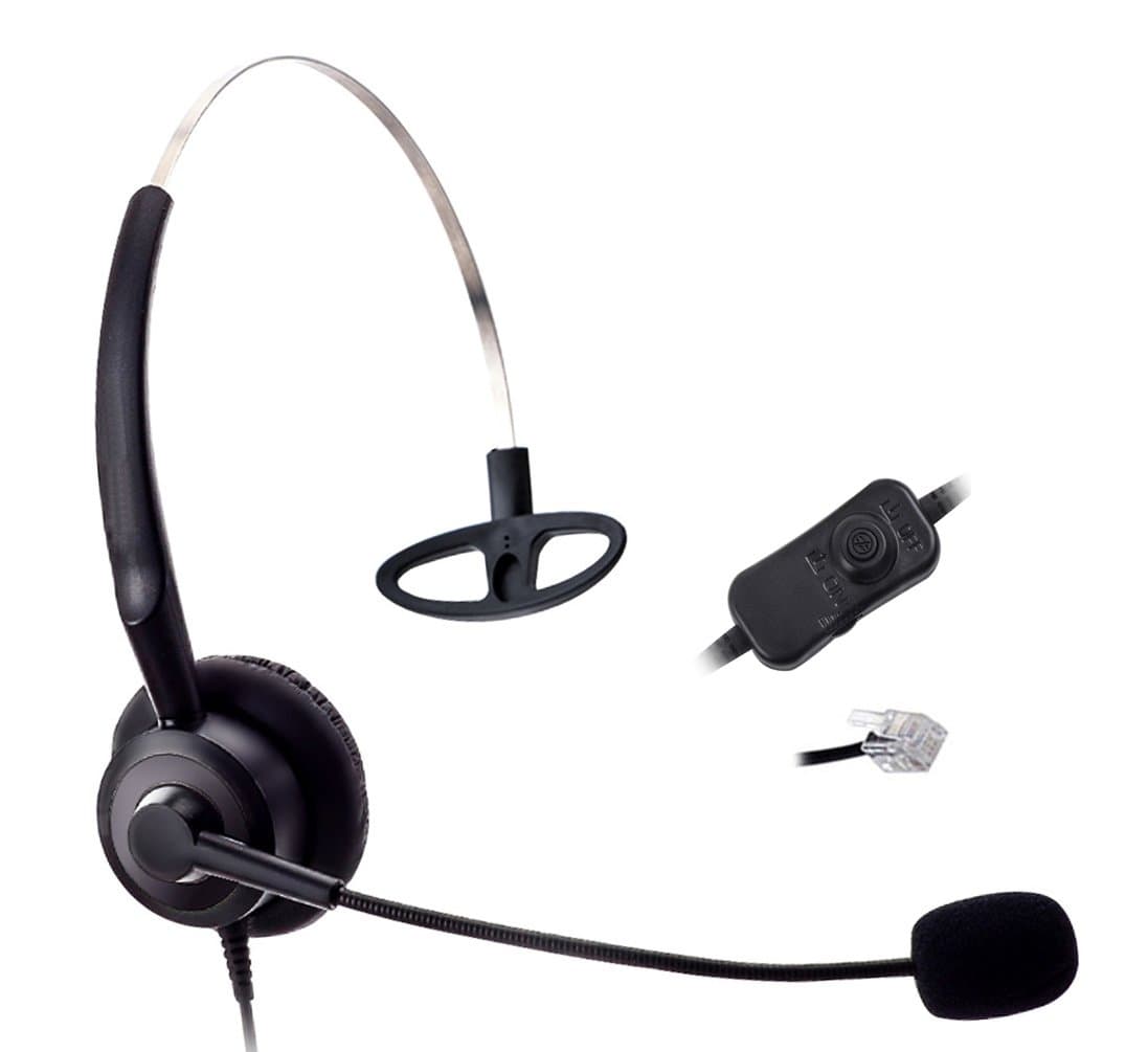 Comdio CH101VA11 Corded Call Center Hands-Free Phone Headset + Volume Mute Control with Comfort Fit Headband for NEC Aspire Nortel M2616 M3904 Plantronics A100 T10 T20 Aastra Telecom Avaya Telephone