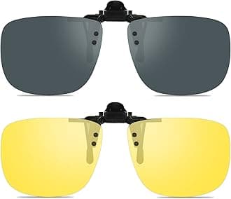 Polarized Unisex Clip on Flip up Sunglasses over Prescription and Reading Glasses Frames