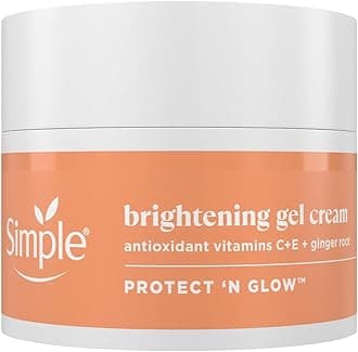 Simple Protect 'N' Glow Brightening Gel Face Cream Facial Moisturiser With Antioxidant Vitamins C & E And Ginger Root For A Radiant Glow 50 ml
