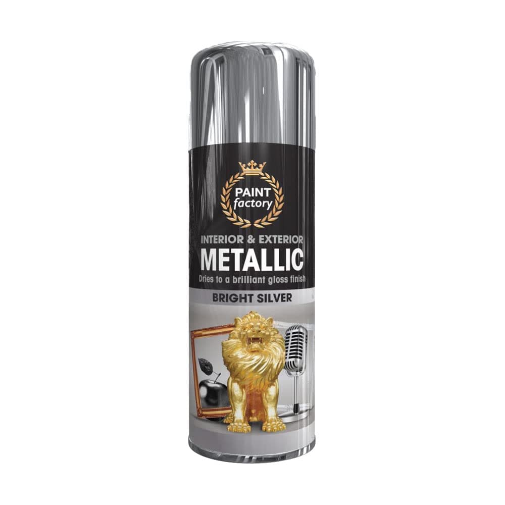 9 x Metallic Bright Silver Spray Paint 400ml Multi-Purpose Use, Spray for Metal and Wooden Furniture, Ornaments, Decorative Items and Much More for Interior & Exterior