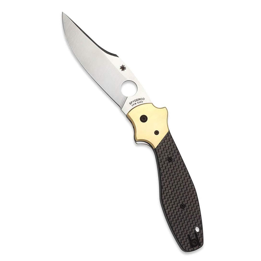 Spyderco Schempp Ethnic Series Folding Knife with 3.72" CPM S30V Stainless Steel Blade and Black Carbon Fiber/G-10 Laminate Handle - PlainEdge - C190CFP