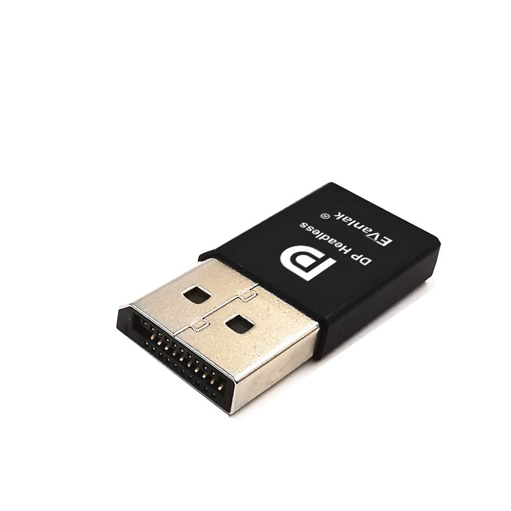 EVanlak DisplayPort Headless Ghost Display Emulator for PC 4K DP Dummy Plug (fit Headless 1080@60Hz 3840x2160@17hz)