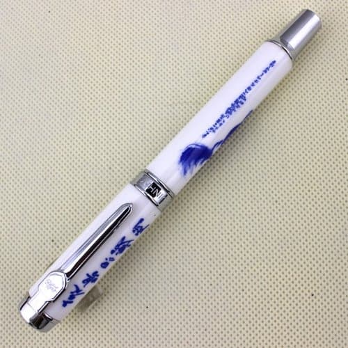 高級万年筆Jinhao950青と書道と白の磁器、馬ミディアムペン先18KGP
