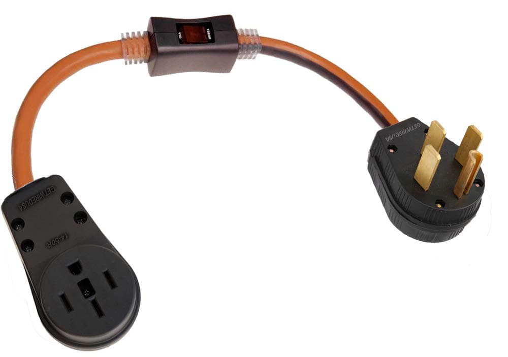 14-50 in-Line ON & Off Switch, 14-50P Male Plug 14-50R Female Receptacle Outlet Power Cut Off, 3-Pin Electrical Disconnect Kill Switch 10-AWG NEMA UL-FX-6-14-50-S