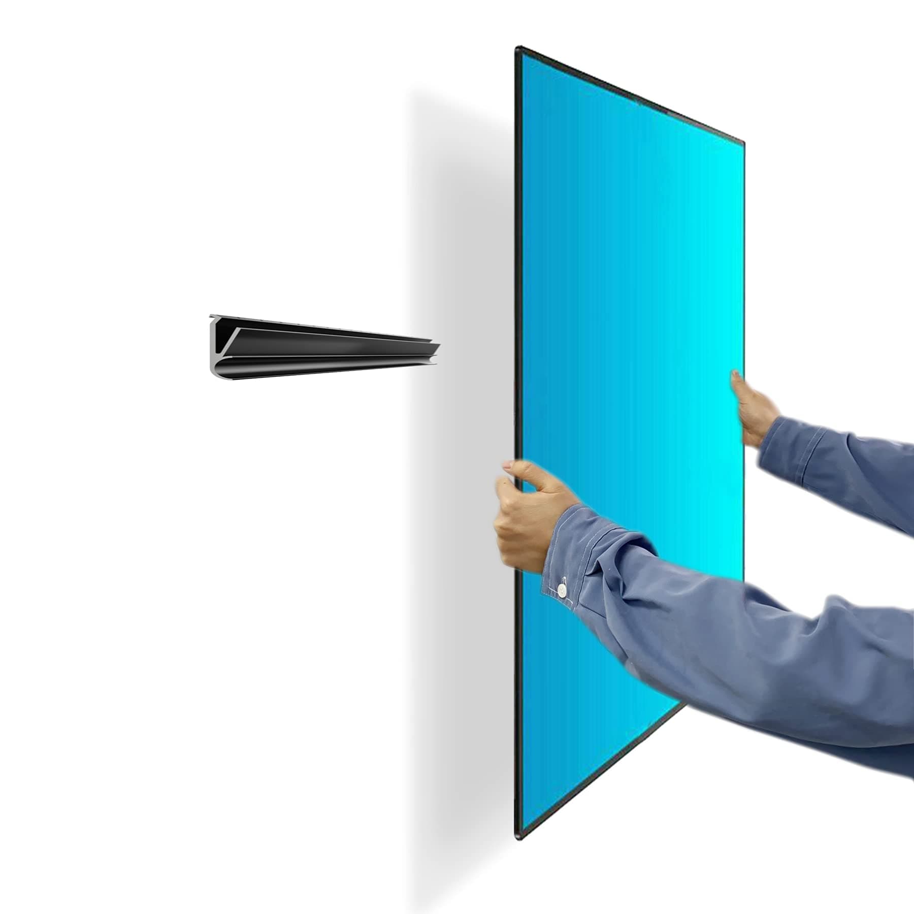 Auoace No Stud TV Wall Mount, Drywall Studless TV Hanger No Damage, No Drill, Non Screws, Flat Screen Easy Install Bar Bracket fits VESA 12-55 inch TVs up to 99 lbs, Include Hardware Levels