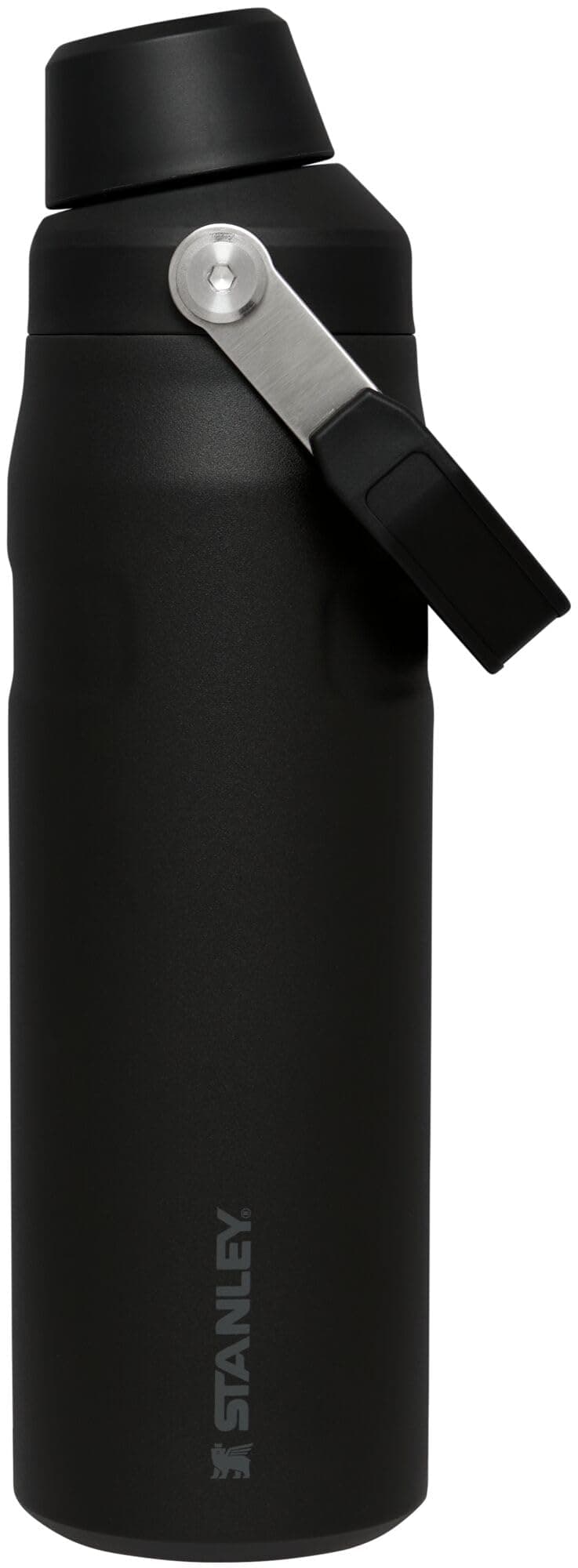 IceFlow Fast Flow Water Bottle 24 oz | Angled Spout Lid | Lightweight and Leakproof for Travel and Sports | Insulated Stainless Steel | BPA-Free | Black