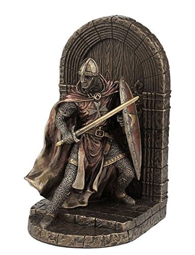 7.75" Medieval Armored Maltese Crusader Bookend Knight Statue Warrior Sculpture