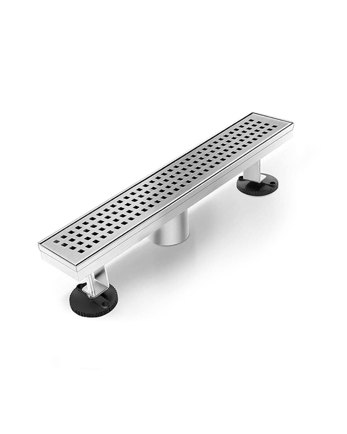Shower Drain, Linear Shower Drain 12 Inch(Brushed Nickel), Modern 304 Stainless Steel Shower Floor Drain with Grate Removable, Adjustable Leveling Feet
