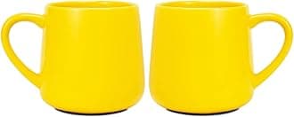 Bosmarlin Glossy Ceramic Coffee Mug, Tea Cup for Office and Home, 18 oz, Suitable for Dishwasher and Microwave(Yellow, 2)