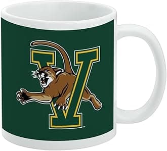 University of Vermont Catamount Logo Ceramic Coffee Mug, Novelty Gift Mugs for Coffee, Tea and Hot Drinks, 11oz, White